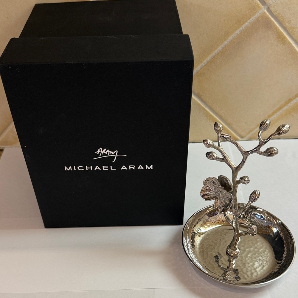 Michael Aram Silver Floral Jewelry Dish